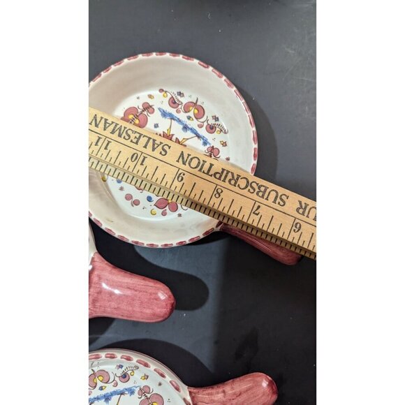 Paul Vogt handled bowls Rooster floral design Red Farmhouse Cottage 4 - Picture 7 of 8